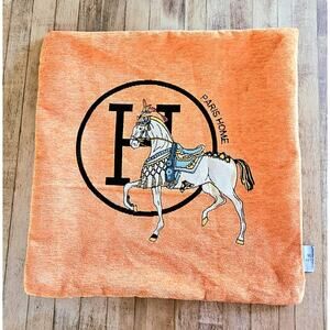 Luxury Horse ORANGE Pillow Cover 18x18'' inches Cushion Luxe Orange Croker Luxe